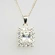 925 Silver Modern Square CZ Shaped Pendant on 18 Chain