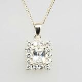 925 Silver Modern Square CZ Shaped Pendant on 18 Chain