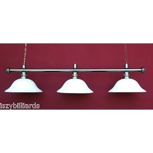 59 Steel Finish Pool Table Light lamp White Shades by 