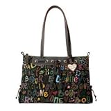 Dooney Bourke Fantasy Large Zip Top Shopper Shoulder Bag Purse Tote Black