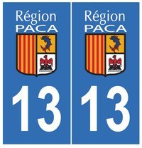détail Autocollant plaque immatriculation auto département 13 Bouches du Rhone