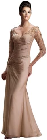 IBEAUTY DRESS Mother's Lace Embroidered Half Sleeve Dress Plus Size Cameo Brown US 8