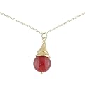14K Gold on Silver Carnelian Bead Necklace - 18"