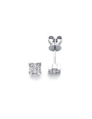14k White Gold Princess Cut Diamond Stud Earrings 1/3ct (G-H Color, I1 Clarity)