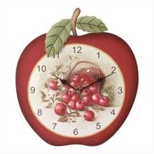 RUSTIC WOOD COUNTRY APPLE SHAPED WALL CLOCK PLAQUE by Fruit Decor