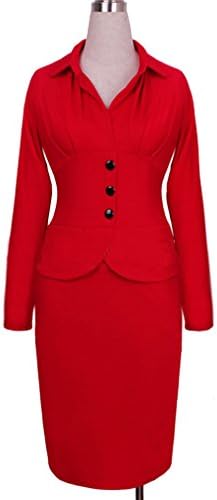East Castle Women's Classic V-Neck Bodycon Business Pencil Dress W-064