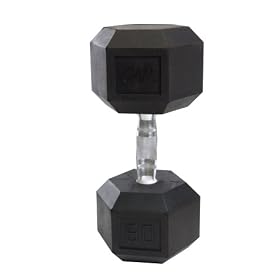 Cap Barbell Rubber Coated Hex Dumbbell with Contoured Chrome Handle by