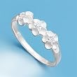 Sterling Silver Ring - Plumeria with Clear CZ and Satin Finish - 6 mm x 2 mm, Sizes 4-9 Sterling Silver Ring - Plumeria with Clear CZ and Satin Finish - 6 mm x 2 mm, Sizes 4-9