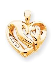 14k A Diamond Mother holding child pendant Diamond quality A (I2 clarity, I-J color)