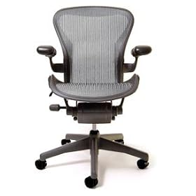Aeron Chair Basic by Herman Miller - Graphite Frame - Nickel Classic Size C (Large) by Herman Miller