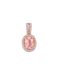 Morganite Pendant with Diamonds in 14K Rose Gold