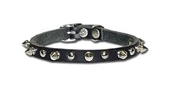 Omni Pet No.38LKS 3/8in Spiked Latigo Leather Collar 12in Black