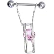 Sterling Silver 925 Pink CRYSTAL ENCASED 3-D Nipple Ring