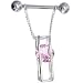 Sterling Silver 925 Pink CRYSTAL ENCASED 3-D Nipple Ring