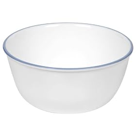 Corelle Livingware 28-Ounce Super Soup Cereal Bowl, Light Blue Band, LP by Corelle