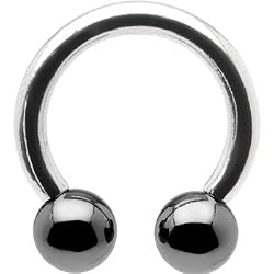 10 Gauge Hematite Horseshoe Circular Barbell 1/2 Inches 6mm