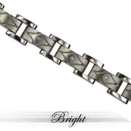 Titanium Bracelet set with genuine brilliant cut diamonds Combination of shiny and matte polish 3 pce. Diamonds .04 Total 0.12 Karat Width: 18mm Length: 8.5″