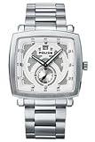 Image of Police Phalanx Men's Stainless Steel Bracelet Watch, White &amp; Silver Sparkling Date Dial 11599JS-01M