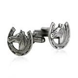 Lucky Horseshoe Horse Racing Pewter Cufflinks by Cuff-Daddy