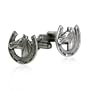 Lucky Horseshoe Horse Racing Pewter Cufflinks