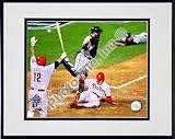 Eric Bruntlett Game Three of the 2008 MLB World Series Game Winning Run Double Matted 8 x 10 Photograph in Black Anodized Aluminum Frame