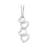14K White Gold Linked Hearts Necklace
