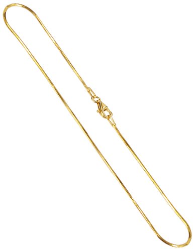 BDNGP004 14 KT Gold Over Italian Nickel Free Silver Vermeil 1mm Diamond Cut Snake Chain Necklace 14