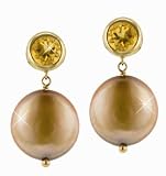 14K Gold Pink Coin Pearl with Amethyst Earrings