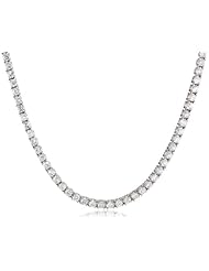 IGI Certified 18k White Gold Diamond Tennis Necklace (7.00 cttw, H-I Color, SI2-I1 Clarity), 17"