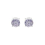 Sterling Silver 8mm Round Lavender Cubic Zirconia CZ Clip On Earring