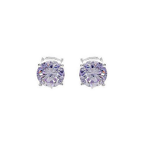 Childrens Toyshop  Jewelry : Sterling Silver 8mm Round Lavender Cubic Zirconia CZ Clip On Earring