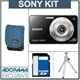 Sony Cyber-Shot DSC-W560 Digital Camera (Black) with 4GB Card + Case + Acce ....