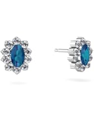 Genuine London Blue Topaz 14kt White Gold Earrings