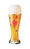 Weizen Beer Glass, Big Heart, Designer Color Enamel w/ Matching Drink Coaster in Gift Box