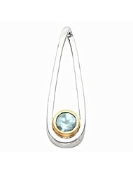 18K Two-Tone Gold Sky Blue Topaz Pendant -- LIFETIME WARRANTY