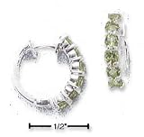 Sterling Silver Round 3mm Peridot Hoop Earrings