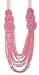 ZAD Crochet Pink Flowers Long 50" Fashion Necklace on 16 Lines of Silken Cord Closes with Ties to Adjust the Length