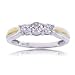 Ladies Three Stone Flower Diamond Ring White & Yellow Gold