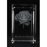 Produkt-Bild: 3D Glaskristall Rose mit Text 'Alles Liebe zum Muttertag'