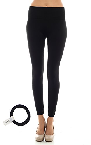 High Waist Regular or Plus Size Fleece Lined Leggings with EttelLut Hair Band