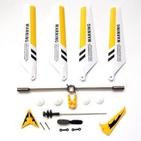 Syma S107 RC Helicopter Full Replacement Parts Set , Main Blades, Tail Decorations, Tail Props, Balance Bar, Gears -Yellow Set-