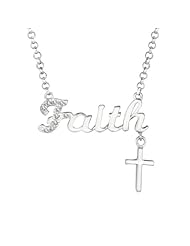 Sterling silver 0.05ct TDW Diamond Expression FAITH W/ CROSS END TAG Necklace (H-I, I2-I3)