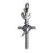 Small Crucifix - Metal Pendant with Heart Centerpiece