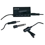 Black 2000 Ohm Stereo Lavalier Miniature Tie Clip 2x Omni Directional Electret Condenser Microphone With 3m Lead Terminating With 3.5mm Stereo Jack Plug and Powered by 1x AA Battery. Boxed
