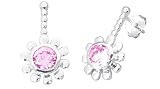 Round Cut Pink Cz Drop Earrings Sterling Silver