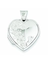 Genuine 14K White Gold White Gold Polished Heart-Shaped Floral Locket 1 Grams Of Gold 100% Satisfaction Guaranteed.