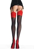 31 S0j1gsYL. SL160  Valentines Day Lycra Opaque Thigh High Nylon Stocking with Cuban Heel, Back Seam, and Contrast Top