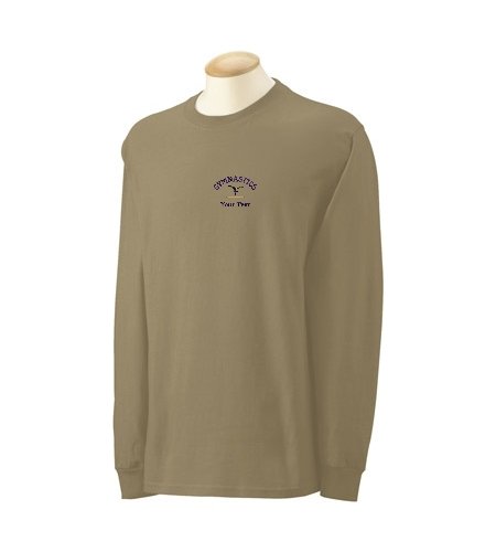 Personalized custom embroidered gymnastics design on long sleeve t-shirt