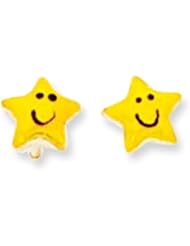 Childrens 14K Gold Star Enamel Stud Earrings