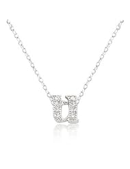 Alexander James White Gold Rhodium Plated Micro Pave Cubic Zirconia U Initial Pendant with Lobster Clasp set in Silvertone All pendants come with 16 Inch chain.